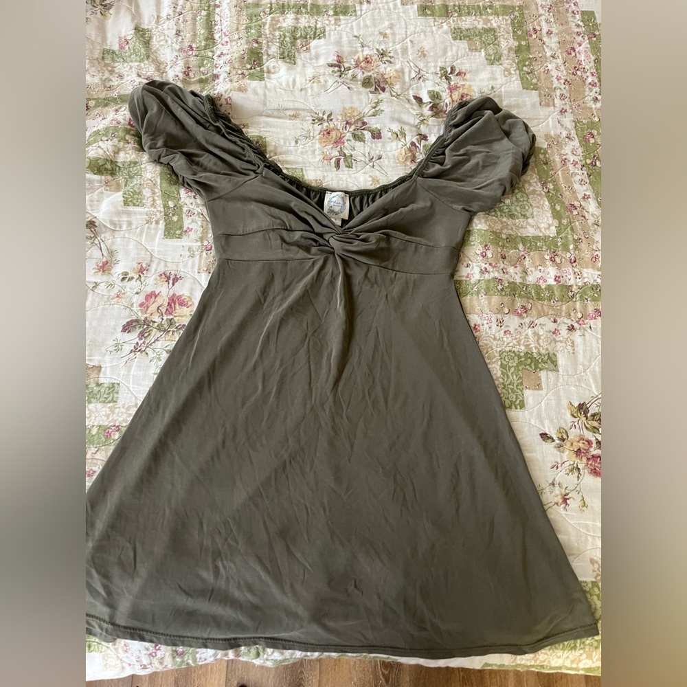 Army green short dress